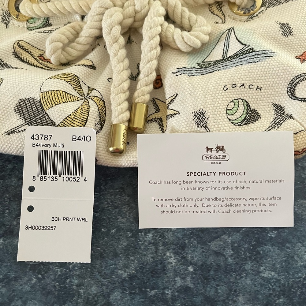 Coach Beach Print Wristlet with Leather Accents